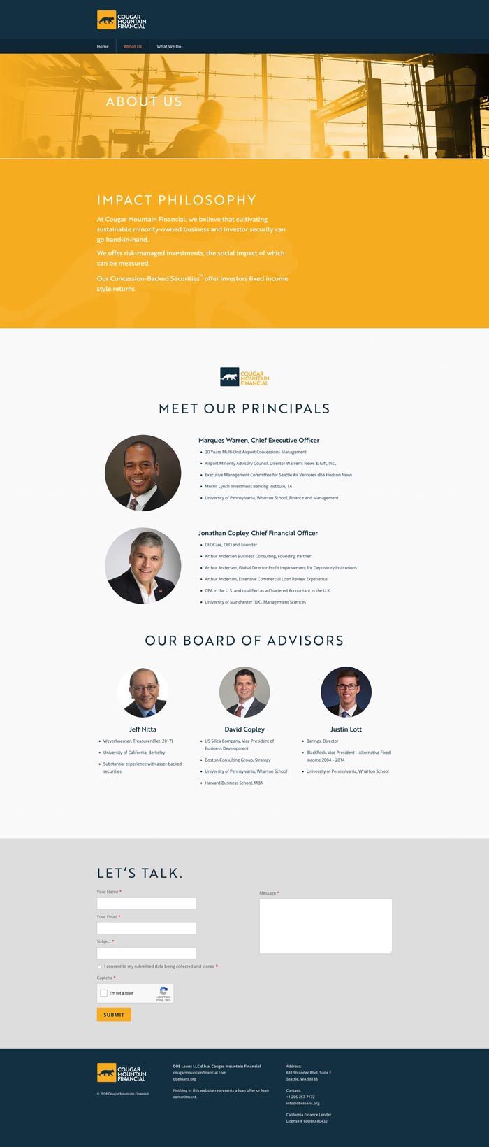 Cougar Mountain Financial About Page