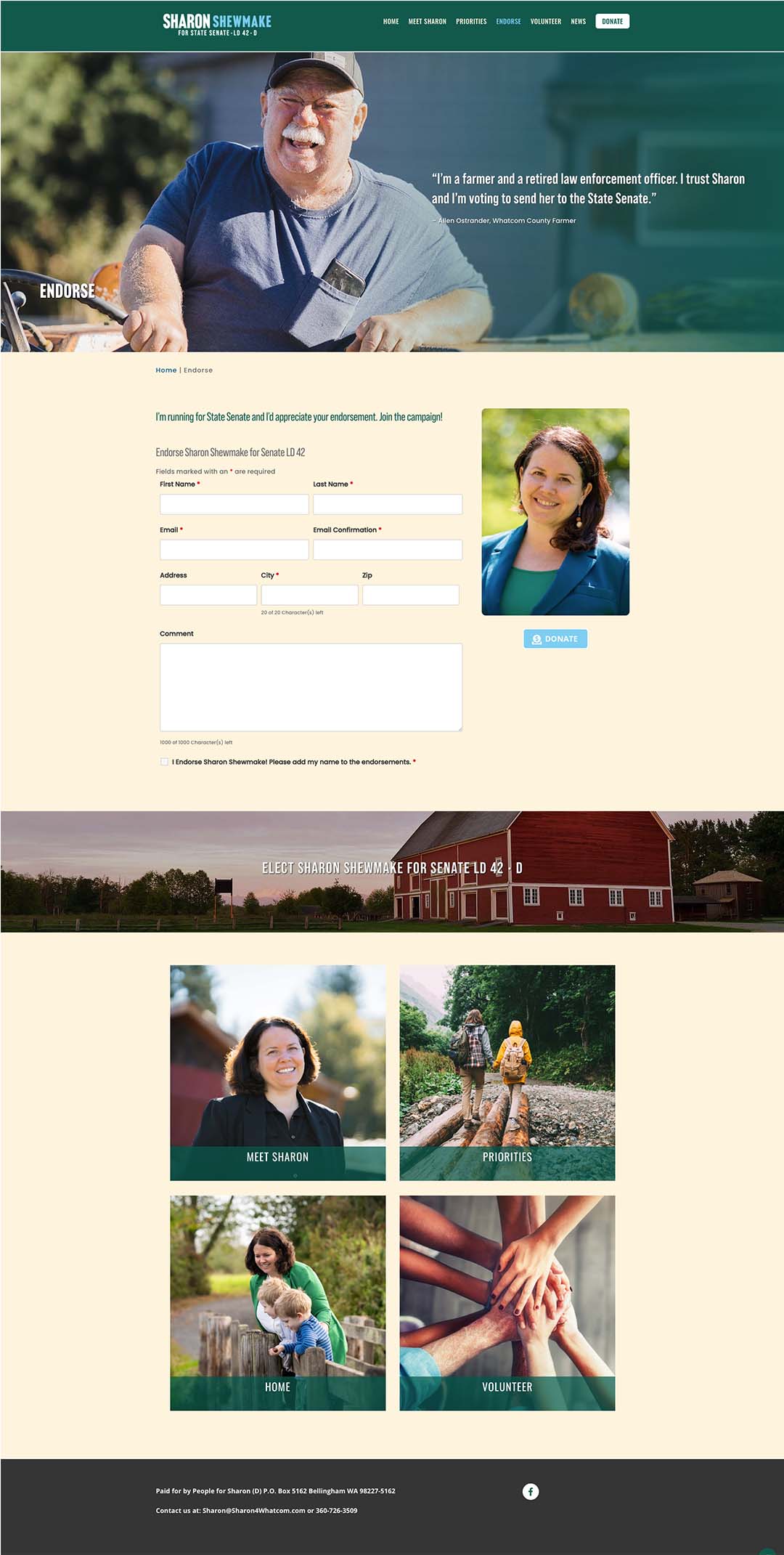 Sharon Shewmake Campaign Website Endorse Sharon