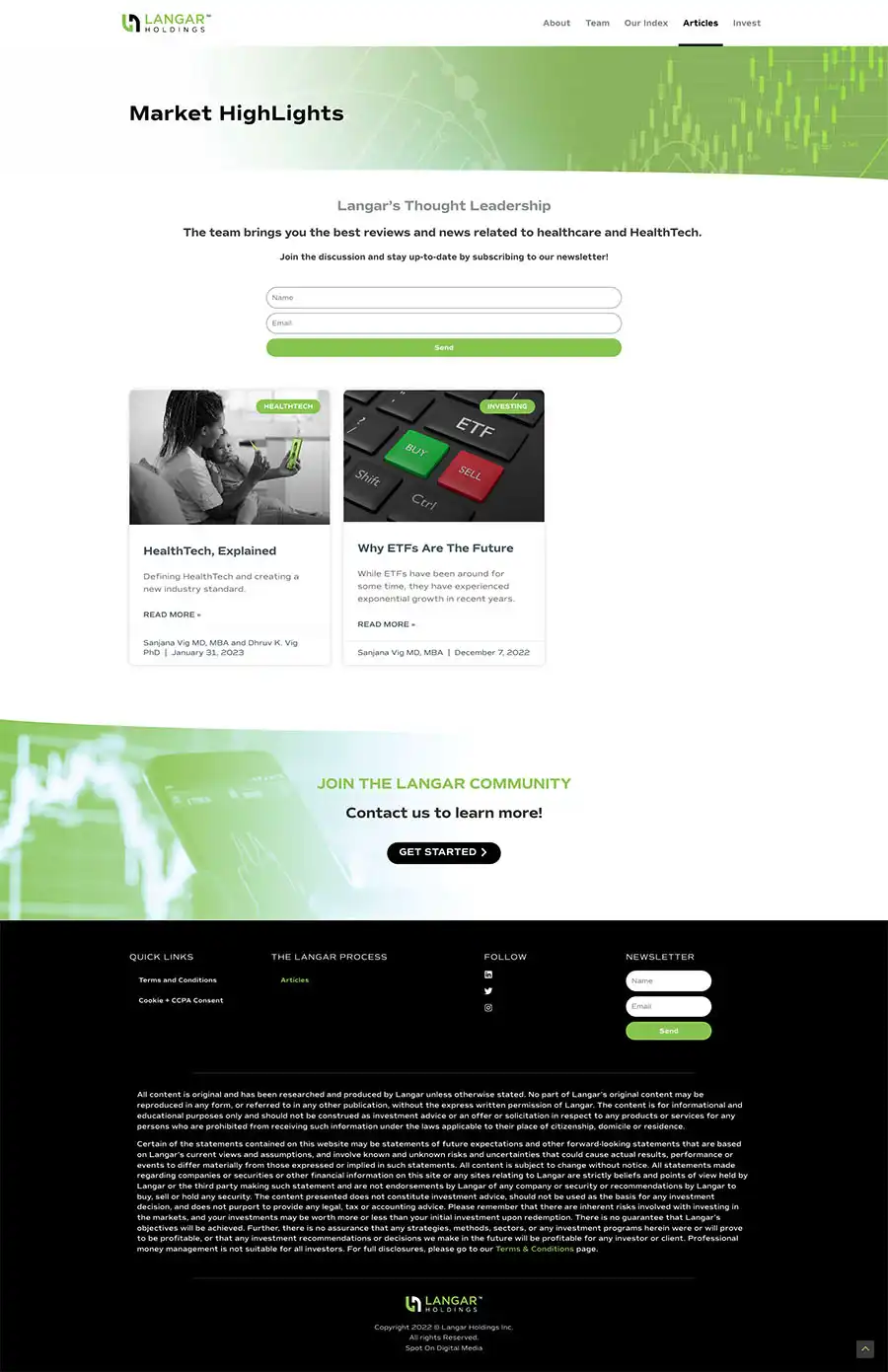 Langar Holdings Market Highlights Articles Page