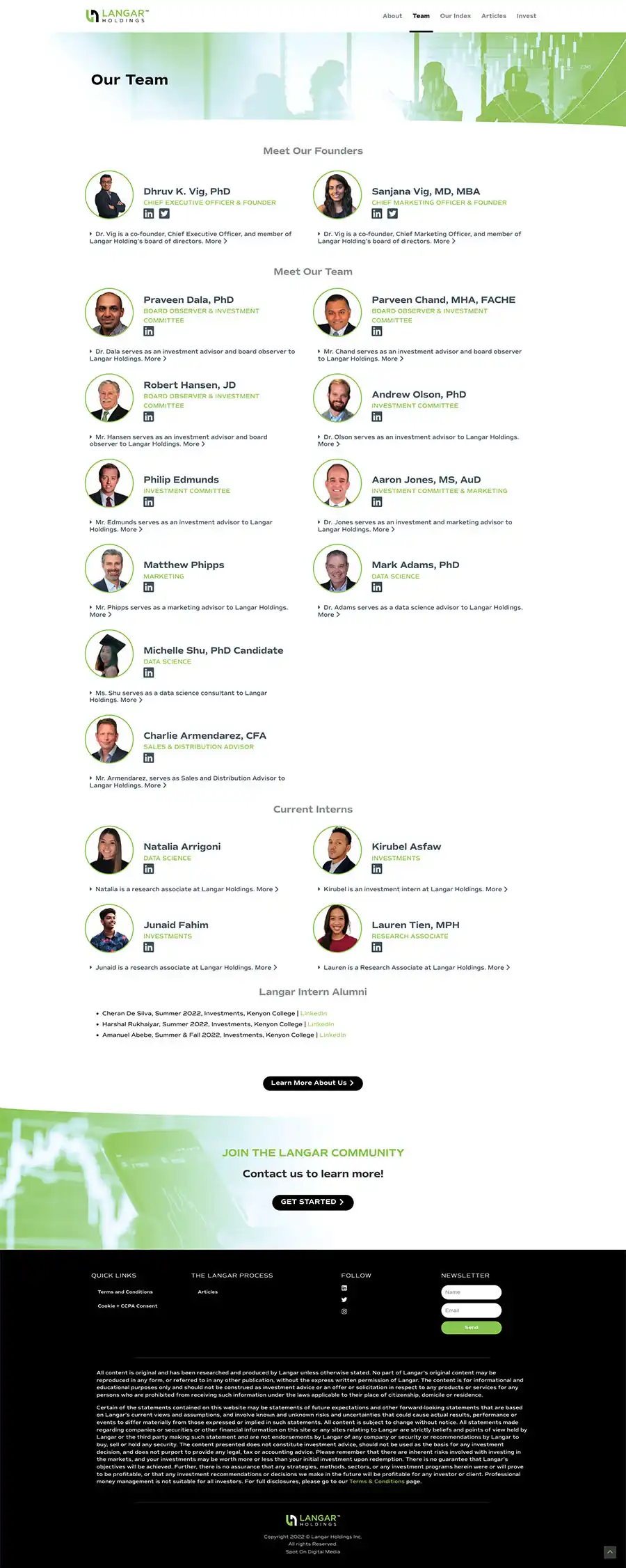 Langar Holdings Team Page